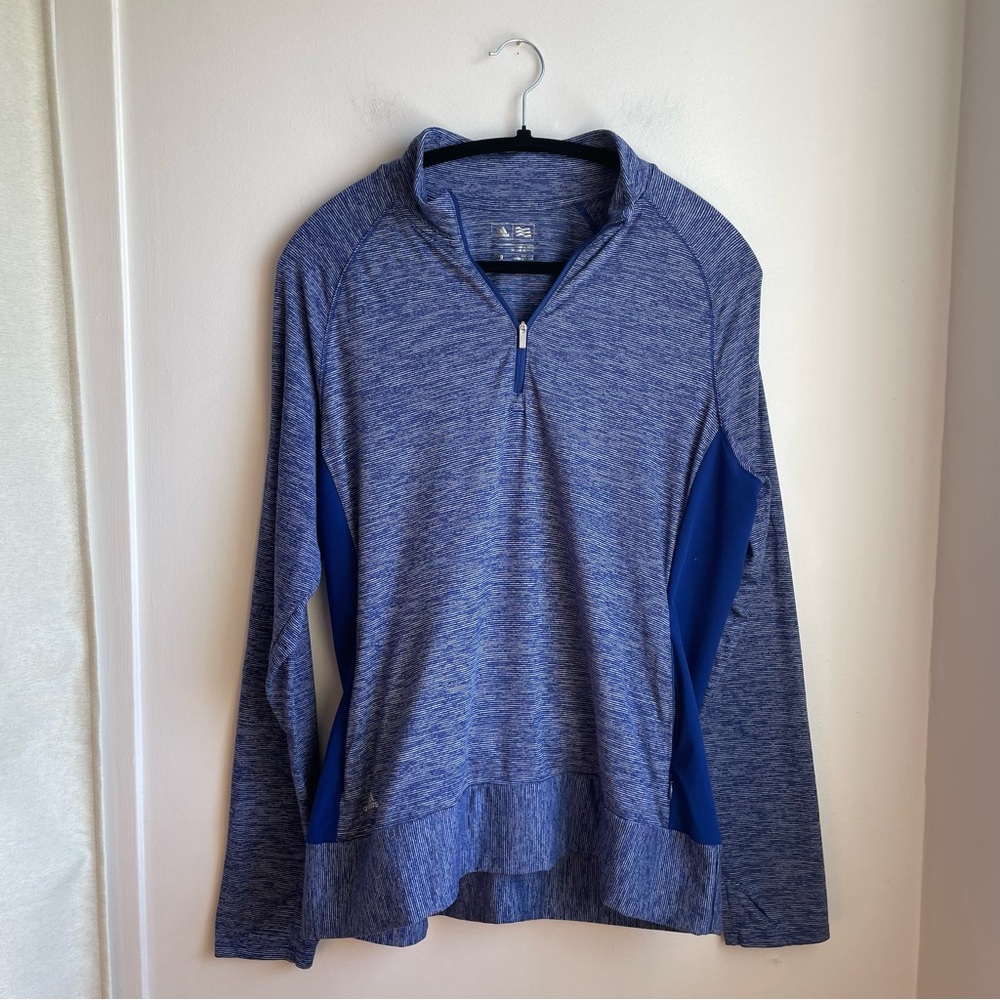 Adidas Blue 1/4 zip Long Sleeve Workout Shirt Size XL